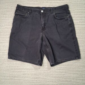 BASIC EDITIONS DENIM SHORTS BLACK JEAN MEN 36 FLAT FRONT WALK 5 POCKET COMFORT
